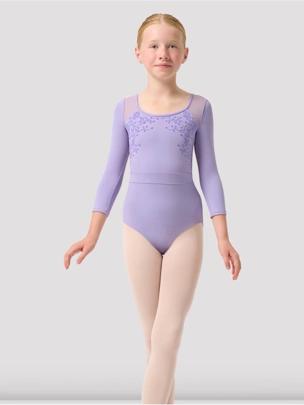 Bloch Girls Dara 3/4 Sleeve Leotard Lilac / 6X-7